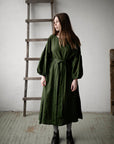 Forest Green Kimono Linen Dress (STOCK)