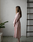Pink Polka Dot Victorian Linen Dress, Size M (STOCK)