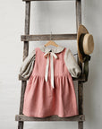 Salmon Smock Linen Dress, Size 1-2 years