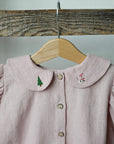 Baby Pink Candy Shirt, Size 2-3 years, Christmas tree & Snowman embroidery (STOCK)