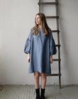 Dusty Blue Daisy Linen Dress