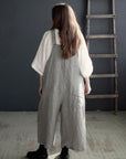 B&W Stripe Linen Overalls