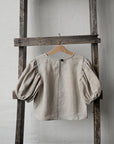 Natural Linen Puff Sleeve Top