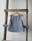 Dusty Blue Sleeveless Linen Shirt, Size 5-6 years