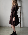 Chocolate Daisy Linen Dress