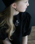 Black Linen Puff Sleeve Top