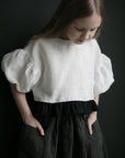 White Balloon Linen Top
