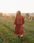Rust Victorian Linen Skirt, Size XXL (STOCK)
