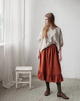 Rust Victorian Linen Skirt, Size XXL (STOCK)