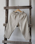 Natural Linen Pants, Size 3-4 years, Crab embroidery