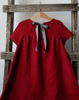 Cherry Summer Linen Dress, Size 2-3 years