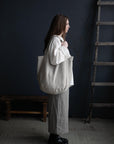 Natural Large Linen Round Bag