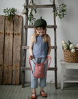 Dusty Blue Sleeveless Linen Shirt, Size 5-6 years