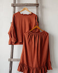 Rust Victorian Linen Skirt, Size XXL (STOCK)