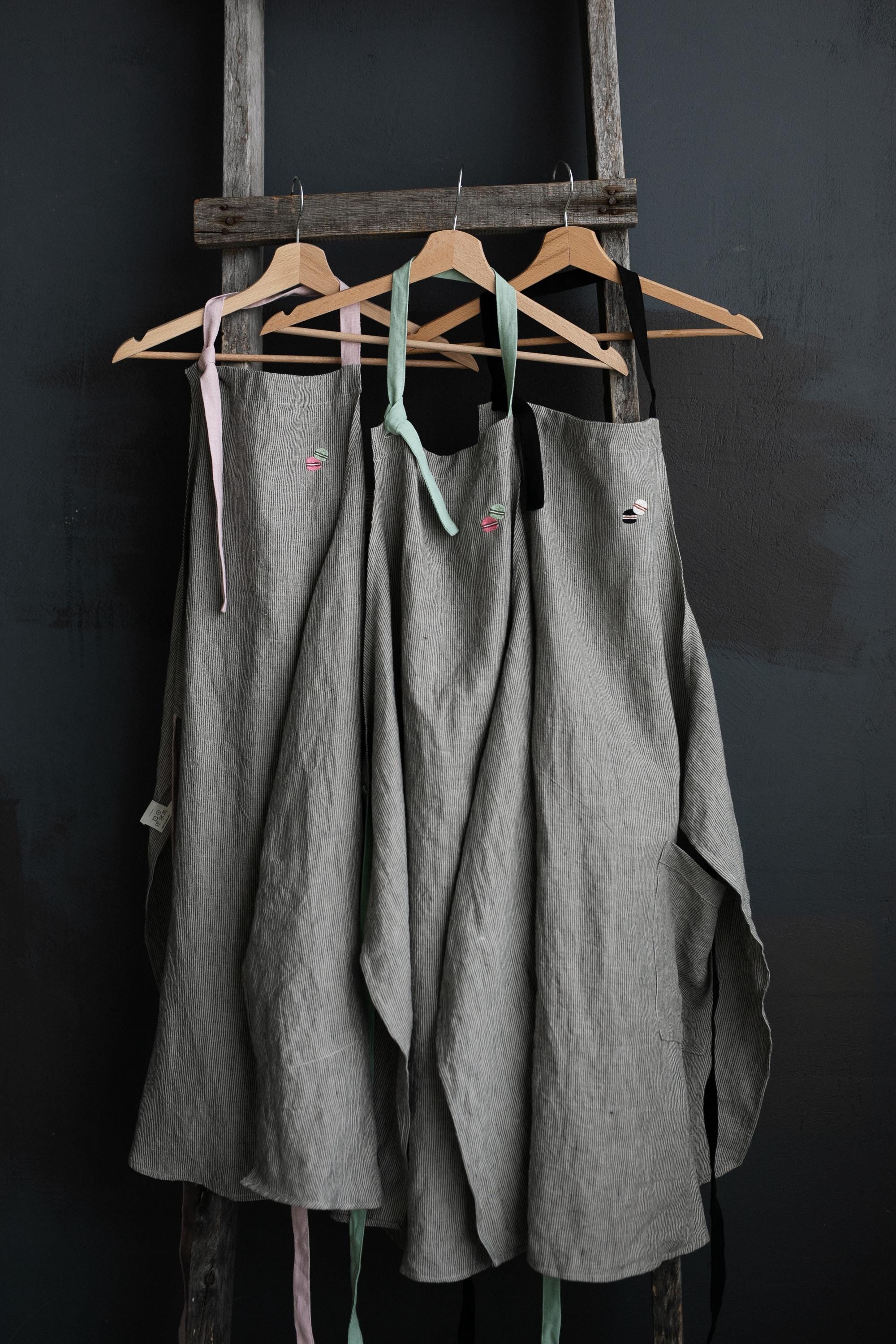 B&W Stripe Linen Chef Apron