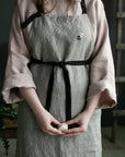 B&W Stripe Linen Chef Apron