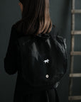 Black Linen Backpack
