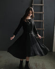 Black Midi Fitted Linen Dress