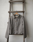 Grey gingham Peter Pan Collar Linen Jacket