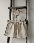 Natural Linen Apron, Size 5-10 years, Wild rose embroidery