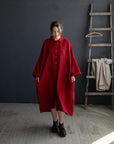 Cherry Linen Shirt Dress