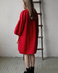Red Polka Dot Daisy Linen Dress