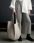 Natural Large Linen Round Bag