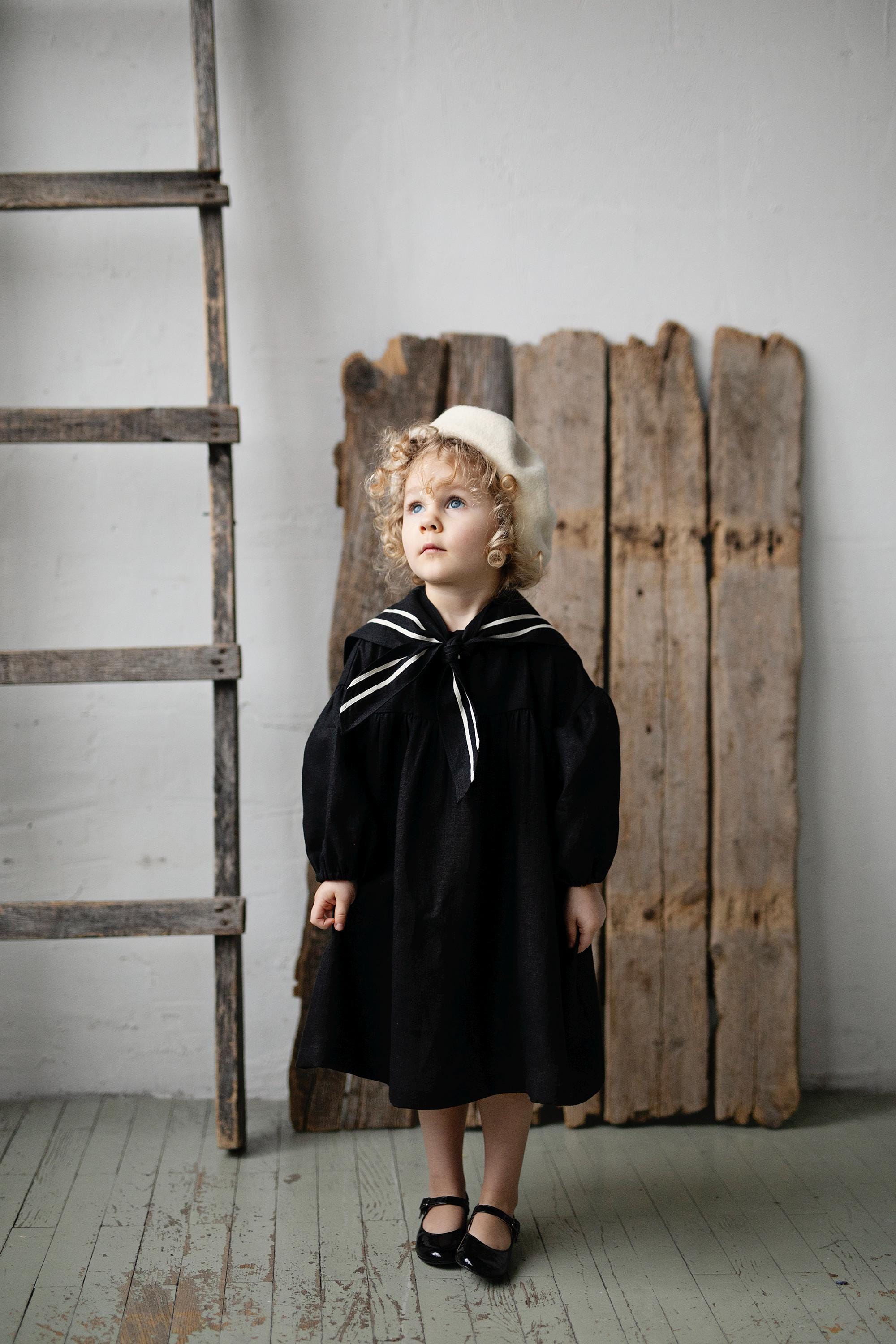Black Sailor Parachute Linen Dress – allthebeautifullinen