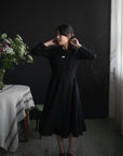 Black Midi Fitted Linen Dress