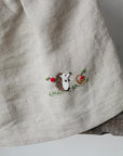 Natural Linen Shorts, 2-3 years, Hedgehog & apples embroidery (STOCK)