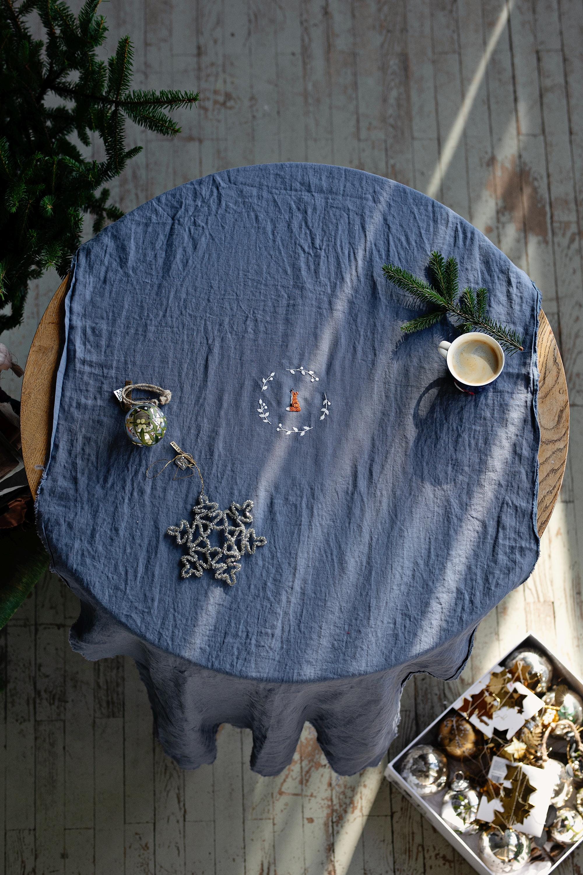 Dusty Blue Linen Table Runner