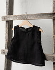 Black Sleeveless Linen Shirt, Size 2-3 years