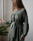 Sage Victorian Linen Dress