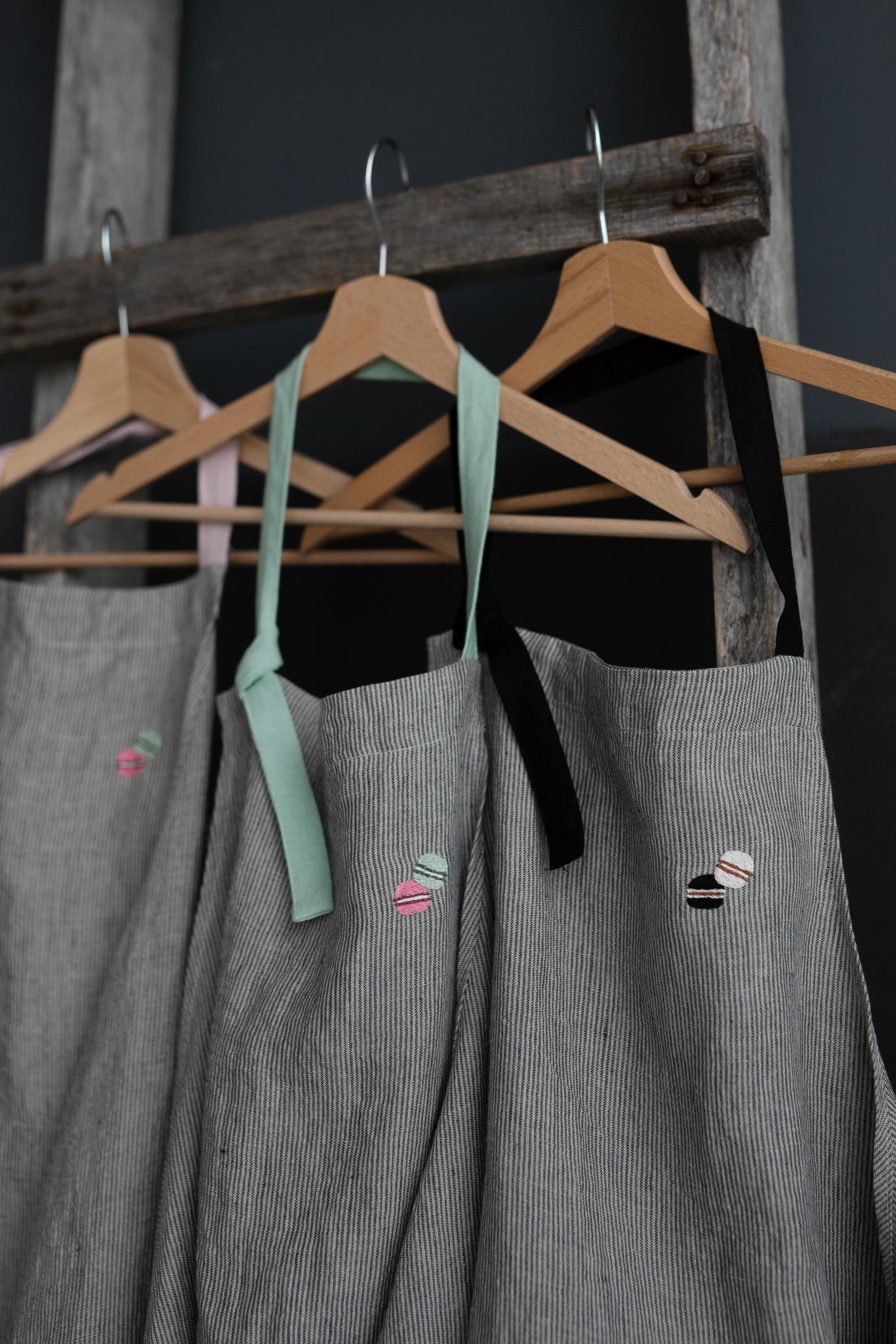 B&W Stripe Linen Chef Apron