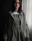 Grey gingham Peter Pan Collar Linen Jacket