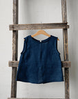 Navy Blue Ribbon Linen Shirt