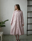Baby Pink Classic Linen Coat, Size XL (STOCK)