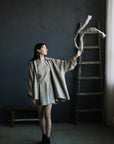 Natural Short Fitted Linen Dress