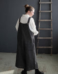 Midnight Stripe Linen Overalls