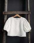 White Linen Puff Sleeve Top
