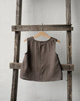 Cacao Sleeveless Linen Shirt, Size 4-5 years, Seal embroidery