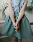Mint Simple Midi Linen Skirt