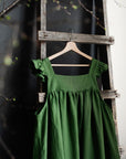 Apple Green Linen Prairie Dress