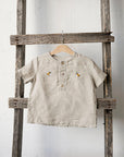 Natural Short Sleeve Button Linen Shirt