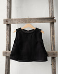 Black Sleeveless Linen Shirt, Size 2-3 years
