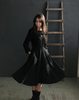 Black Midi Fitted Linen Dress