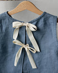 Dusty Blue Ribbon Linen Shirt