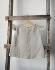 Natural Linen Shirt with Wings, Size 4-5 years, Pink mushroom embroidery (STOCK)