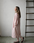 Pink Polka Dot Victorian Linen Dress, Size M (STOCK)