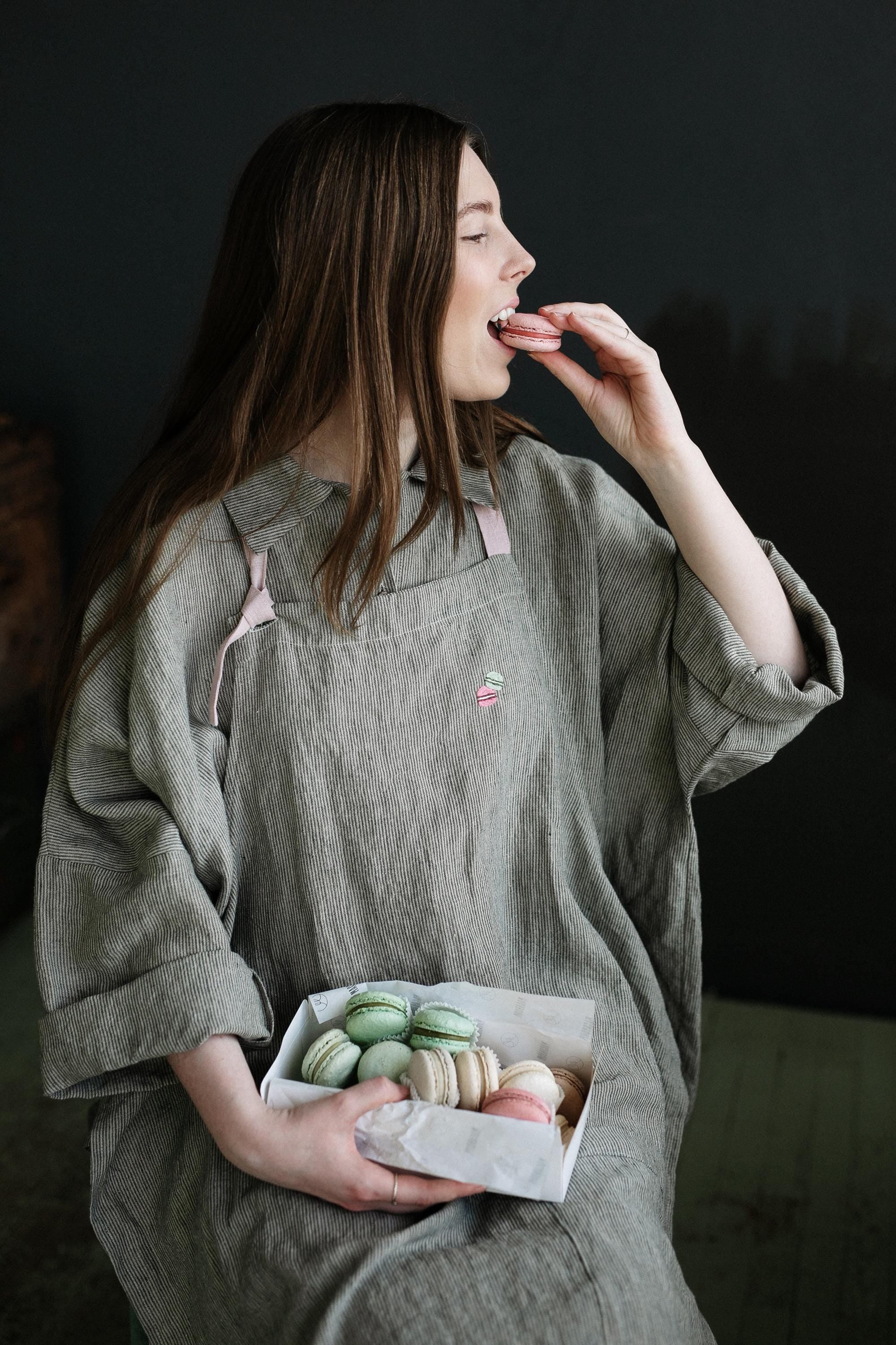 B&W Stripe Linen Chef Apron
